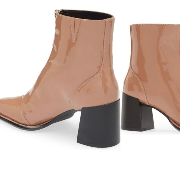 Open Edit Patent Pink Zip heeled ankle Boots - Picture 2 of 12